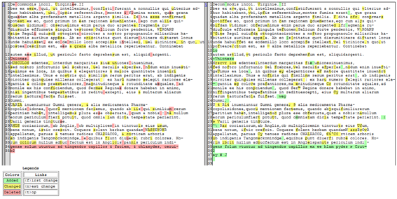 Comparaison d’une transcription (gauche) avec un output de Tesseract (droite) grâce à la librairie "difflib"